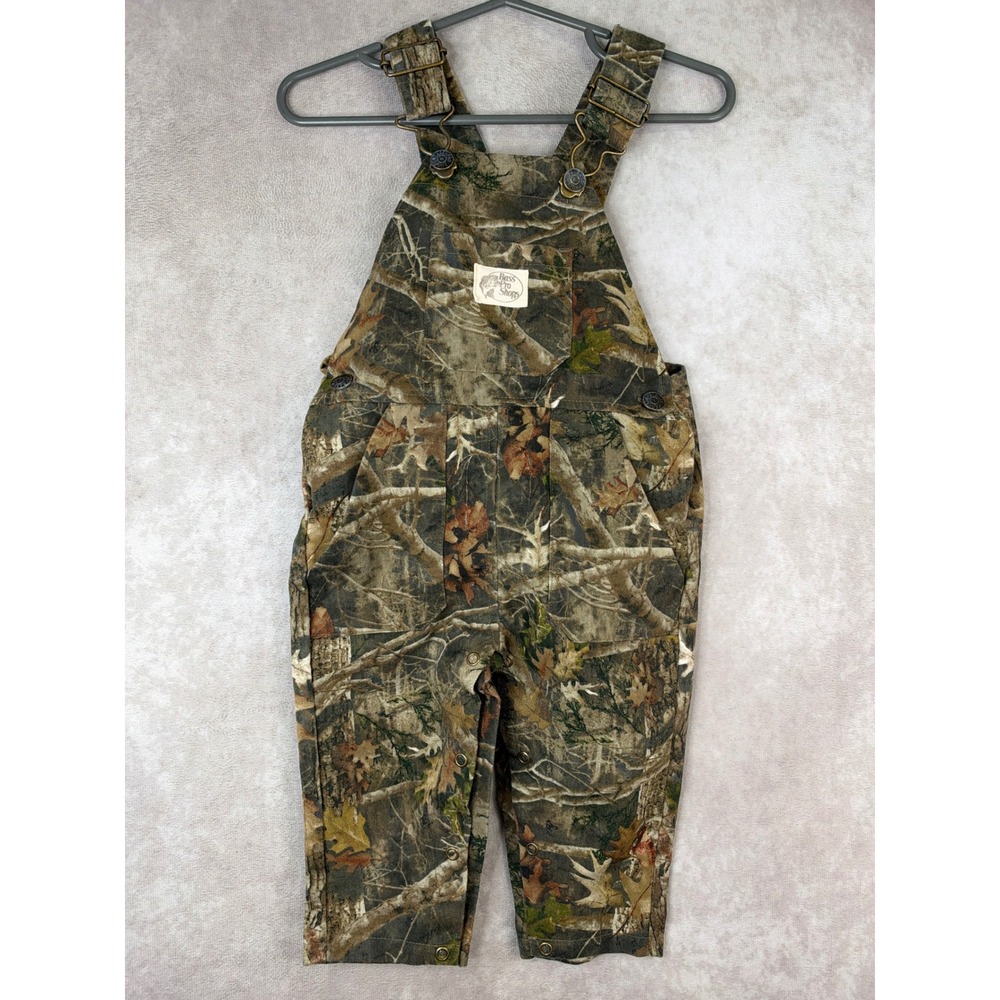 NWOT Bass Pro Shops Overalls Unisex Kids 9M Camo Hunting Outdoor Bibs